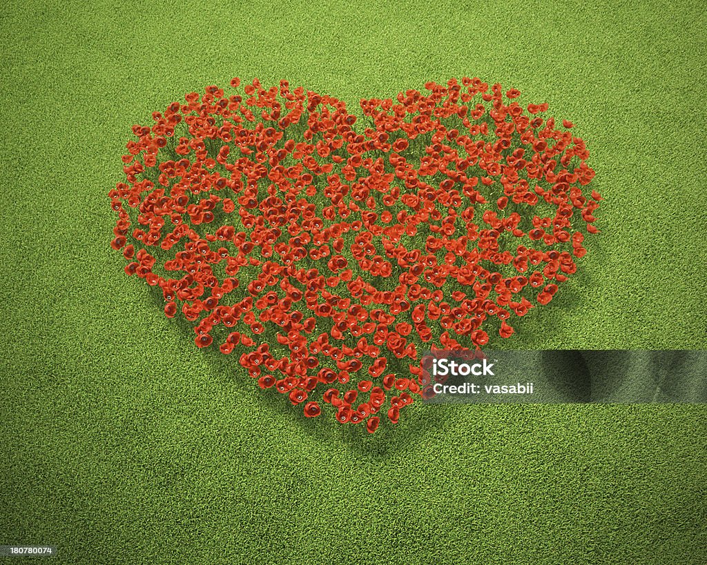 Prairie de fleurs - Photo de Coeur - Symbole d'une idée libre de droits