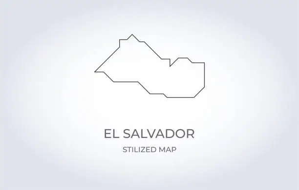 Vector illustration of Map of El Salvador in a stylized minimalist style.