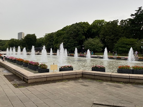 Japan- Tokyo - Ueno Park - Big fountains in Takenodai Square