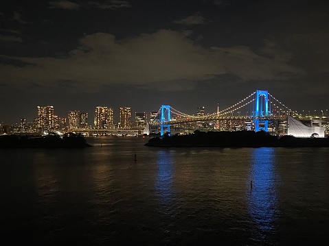 Japan - Tokyo- Odaiba district - and view on rainbow bridge