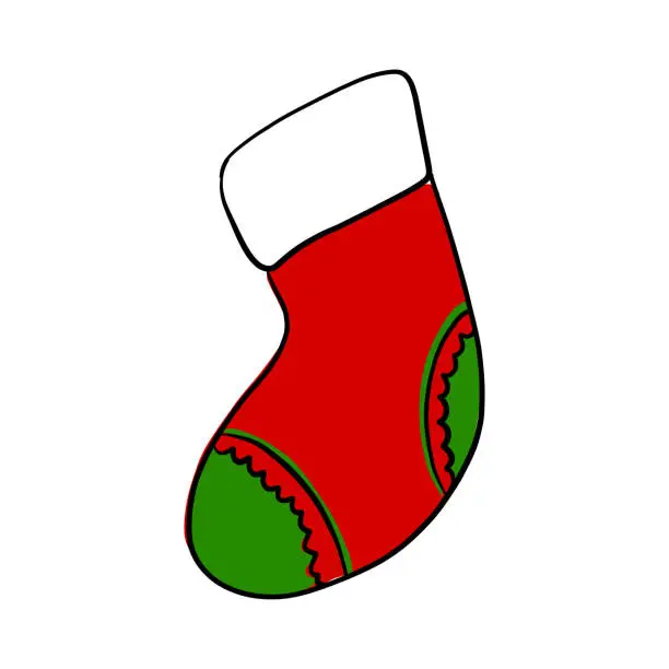 Vector illustration of Red  Christmas ornament sock