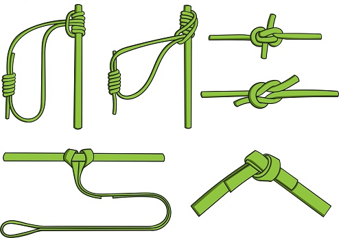 knots and hitches on climbing ropes