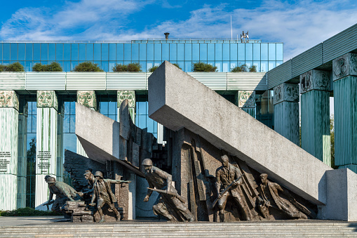 November 22, 2023: Warsaw, Poland - The Warsaw Monument. Photo taken in front of the famous WW2 monument.