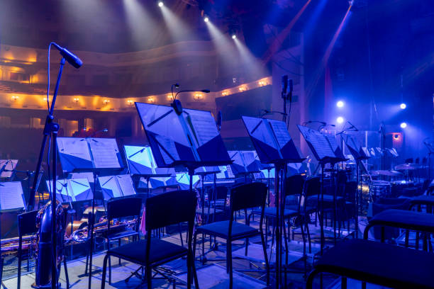 istock music stands with orchestral notes in the concert hall 1807837764