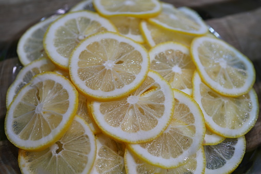 Fresh lemon slices pattern background