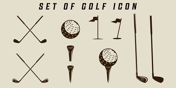 set of golf icon vector illustration template graphic design. bundle collection of various sport equipment for sign or symbol club or tournament