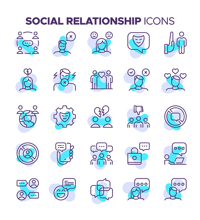 Forge meaningful connections and bring your designs to life with our vibrant Colorful Social Relationship Icon Set. Featuring 25 captivating icons that symbolize various aspects of social interactions, this set is a versatile addition to your design toolkit. From friendly handshakes to engaging conversations, these icons encapsulate the essence of human connections in a visually appealing and colorful manner. Whether you're working on social media platforms, communication apps, or community-focused projects, these icons convey the spirit of camaraderie and collaboration. Elevate your visual storytelling and foster a sense of community with this lively and expressive Social Relationship Icon Set.