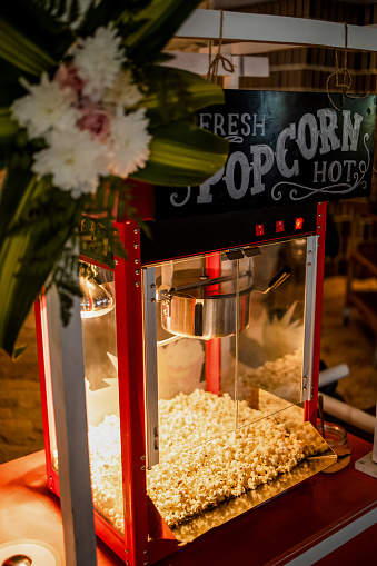 Popcorn kiosk machine for catering party, kid's birthday or other event.