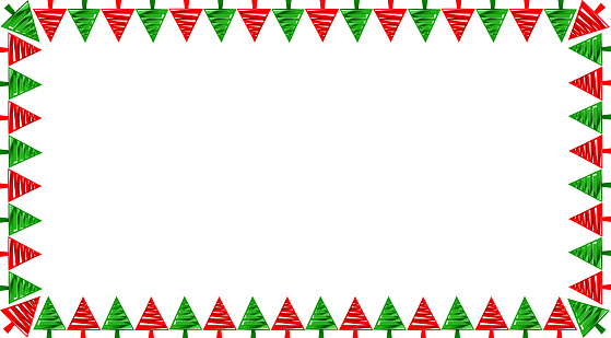 Christmas tree frame with paper isolated on white background.