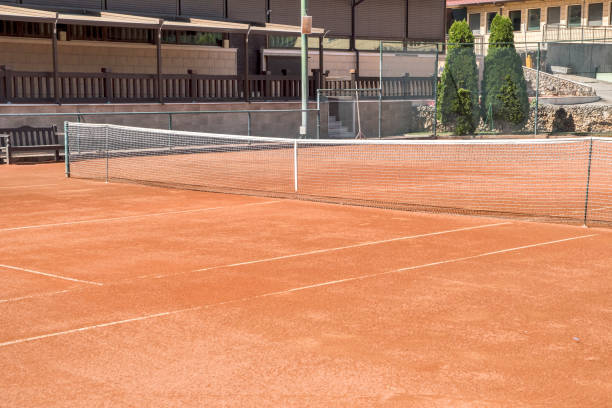 istock Red clay tennis court 1807887558