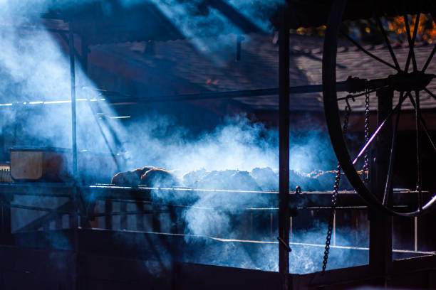 istock Barbecue meat being smoked outdoors 1807892126