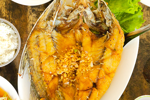 Deep fried thai fish meal in Prachuap