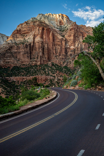 Mount Carmel Scenic Drive Bends Toward Canyon in Zion National Park