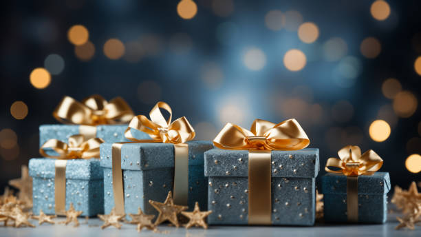 istock Teal and Gold Presents Ready for the Holiday Celebration 1807934222
