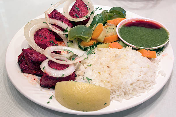 ист индийская кожу ягненка кебаб с рисом - kebab basmati rice vegetable steamed стоковые фото и изображения