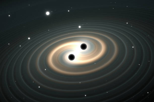 ondas gravitacionales de la fusión de agujeros negros - onda gravitacional fotografías e imágenes de stock