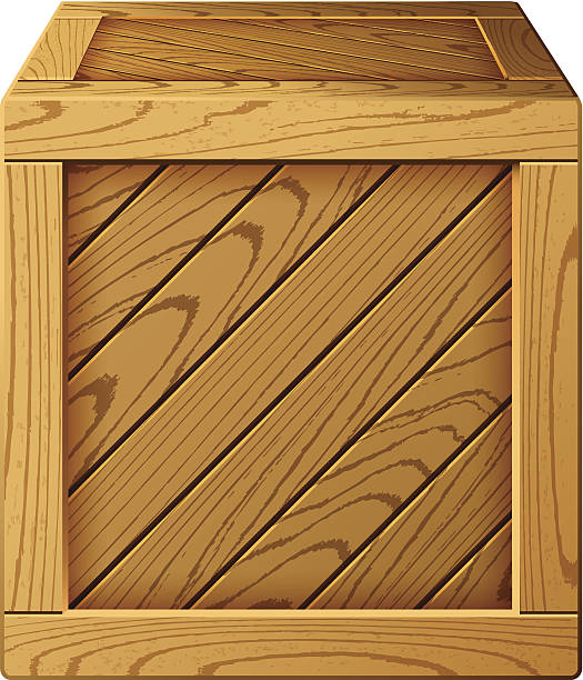 Wooden box vector art illustration