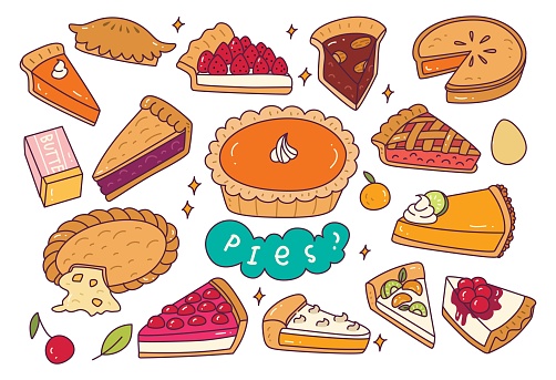 Set of Hand Drawn Pie Doodles