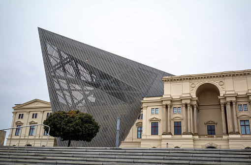 Porto, Portugal- January 8, 2020: Beautiful white facade of the Casa da Musica building made of white concrete and glass in the city of Porto