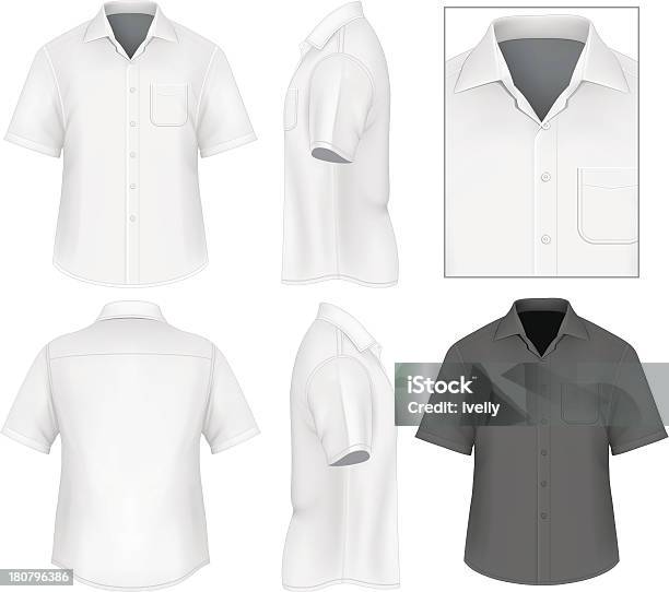 Mens Button Down Shirt Design Template Stock Illustration - Download Image Now - Button Down Shirt, Shirt, White Color