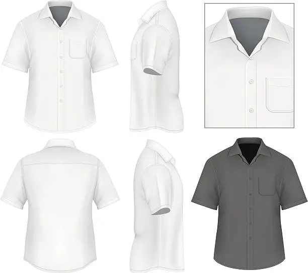 Vector illustration of Men's button down shirt design template