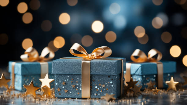 istock Teal and Gold Presents Ready for the Holiday Celebration 1807964891