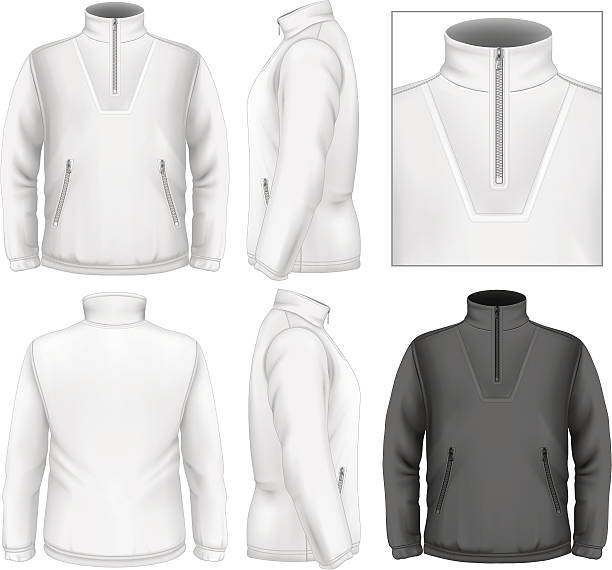 herren fleece-pullover-design-vorlage - fleece coat stock-grafiken, -clipart, -cartoons und -symbole