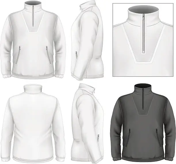 Vector illustration of Men's fleece sweater design template