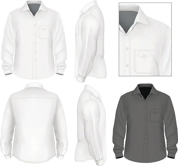 Vector illustration of Men's button down shirt long sleeve