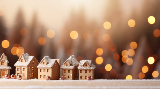 istock Miniature Snowy Town with Warm Holiday Lights 1807968727