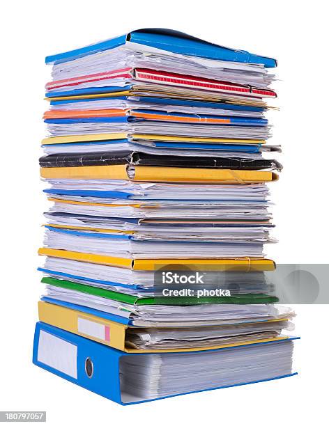 Big Stack Of Documents And Files Stock Photo - Download Image Now - Brochure, Closed, Document