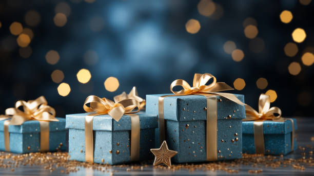 istock Teal and Gold Presents Ready for the Holiday Celebration 1807976286