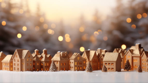 istock Cozy Winter Village in Golden Evening Light 1807981743