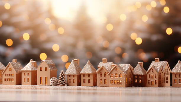 istock Miniature Snowy Town with Warm Holiday Lights 1807989845