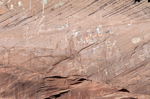 Decorated walls  of the canyon in the Colorado plateau.