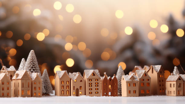 istock Miniature Snowy Town with Warm Holiday Lights 1807991523