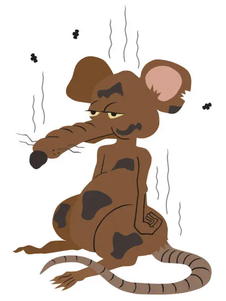 Vector illustration of Flat Vector Dirty Rat