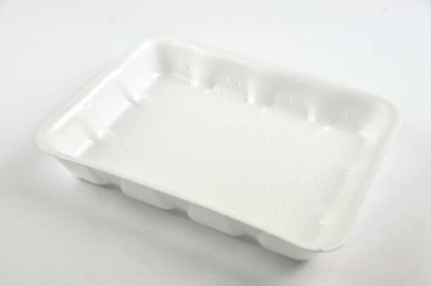 istock Plastic food green and white trays. 1807995969