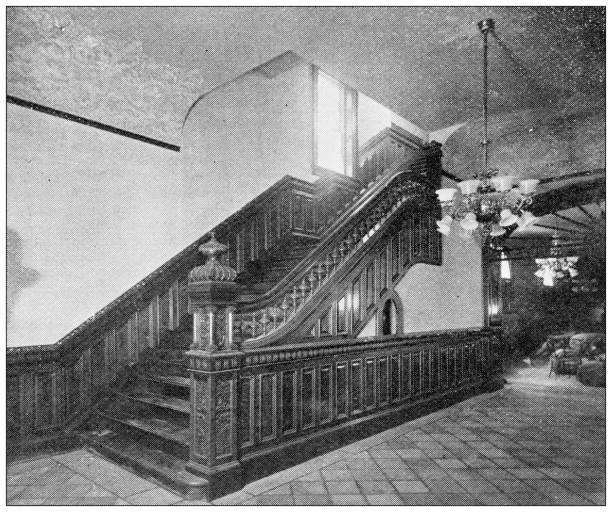 illustrations, cliparts, dessins animés et icônes de image ancienne du comté de hampden, massachusetts : escalier de théâtre - urban scene street victorian style history