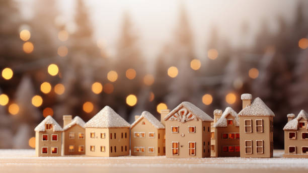 istock Cozy Winter Village in Golden Evening Light 1808001935