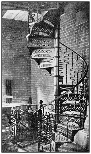 Antique image of Hampden County, Massachusetts: Spiral staircase