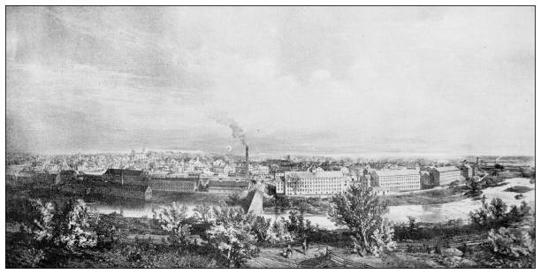 ilustrações, clipart, desenhos animados e ícones de imagem antiga do condado de hampden, massachusetts: chicopee antes da guerra, 1856 - chicopee