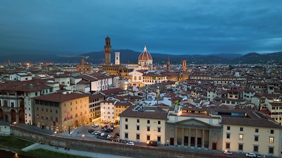 4k Aerial view of Florence, capital of Italy Tuscany region, Duomo Cathedral of Santa Maria del Fiore
