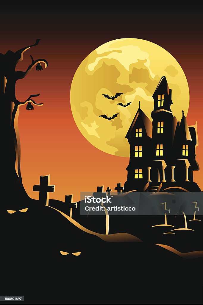 Fond d'Halloween - clipart vectoriel de Arbre libre de droits