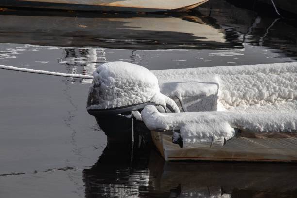 istock Boat covered in a thick layer of snow 1808023716