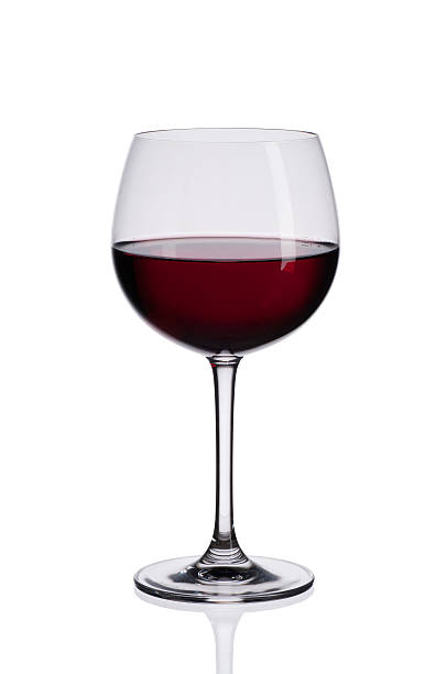 istock Red wine glass isolated on white background 180803097