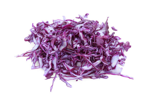 istock Pile of shredded fresh red cabbage isolated on white 1808037781