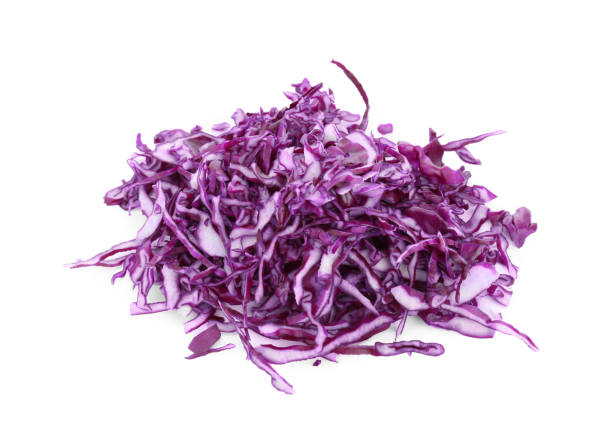 istock Pile of shredded fresh red cabbage isolated on white 1808038336