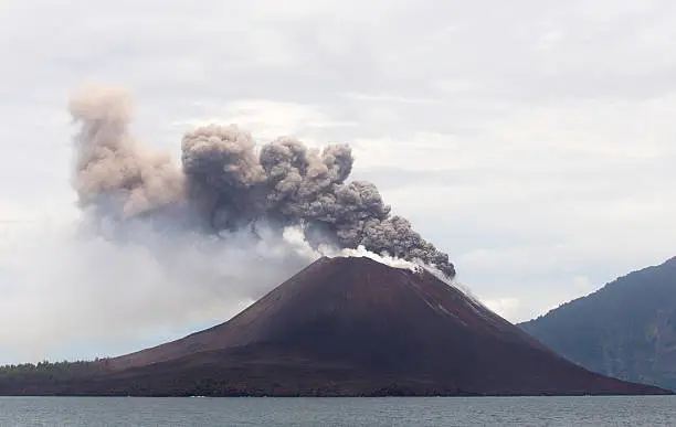 Anak Krakatau volcano in Indonesia eruption of March 2013.