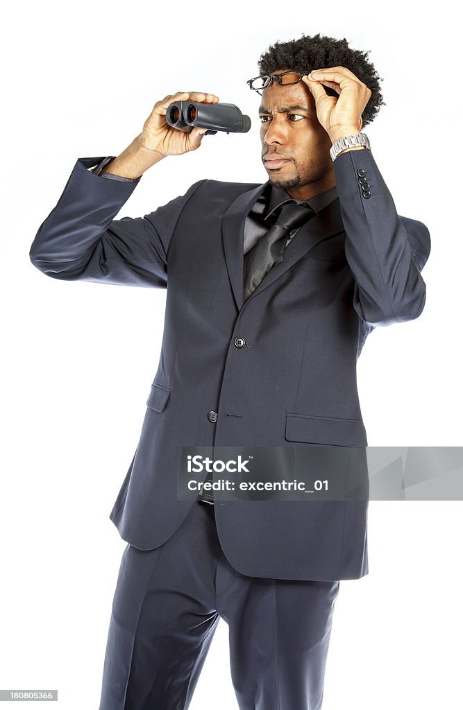 Afro-American ejecutivo toma en estudio - Foto de stock de Binoculares libre de derechos